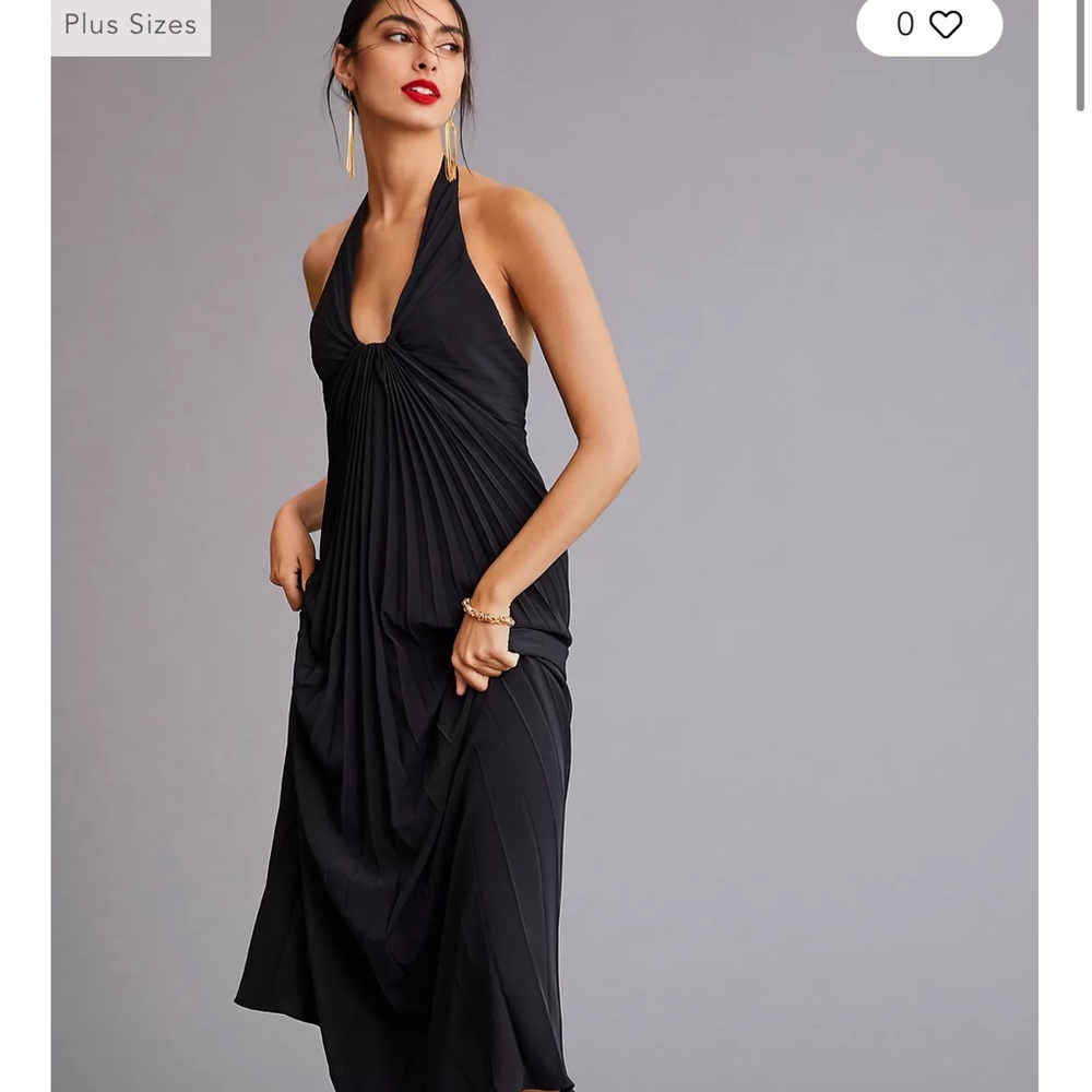 Anthropologie Pleated Halter Midi Dress